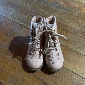 Pink lace up boots